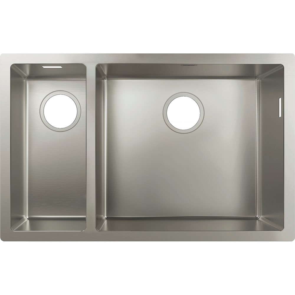 Мойка, Hansgrohe, S719-U655, шгв 705*450*190, 2 чаши,отверстия для смесителя-отсутствуют, цвет-нержавеющая сталь | interior market