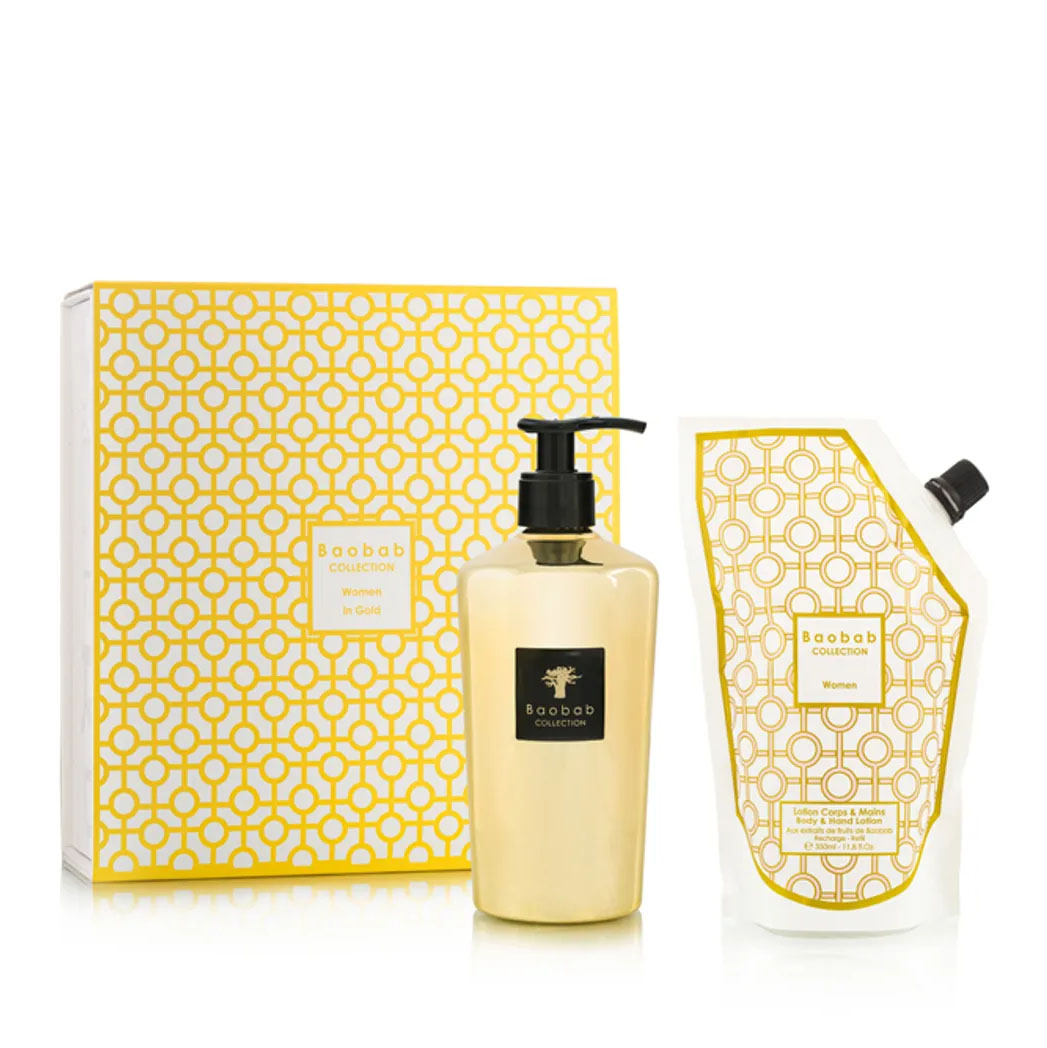 Набор: моющий гель для рук Baobab WOMEN IN GOLD 350 мл + рефилл 35 мл | interior market