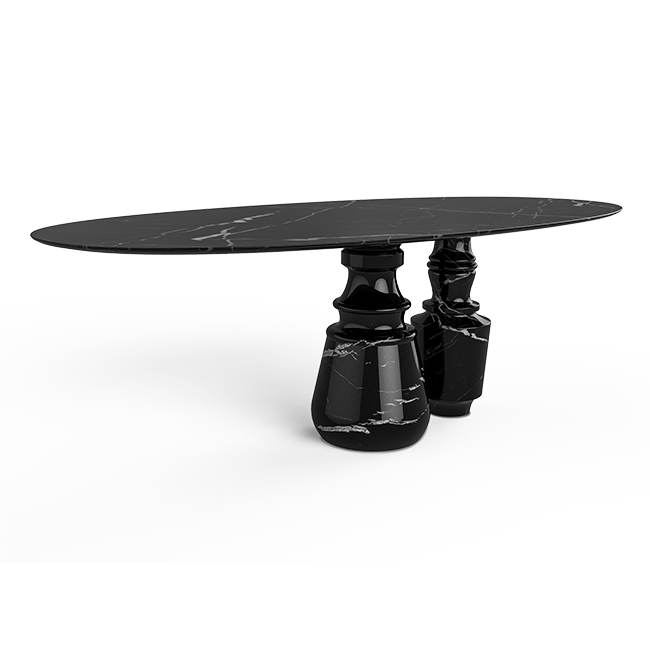 Обеденный стол Boca do Lobo Pietra Oval Nero Marquina Dining Table | interior market Обеденный стол Boca do Lobo Pietra Oval Nero Marquina Dining Table | interior market