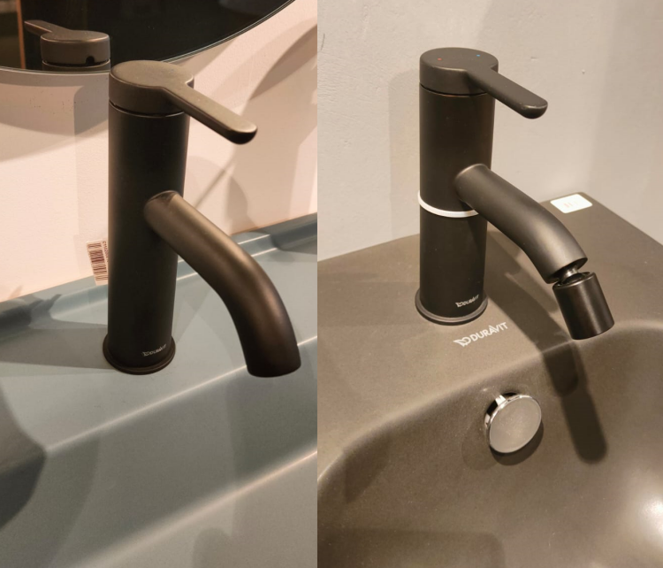 Комплект смесителей, Duravit, C.1, смеситель для биде + смеситель для раковины, цвет-черный матовый | interior market