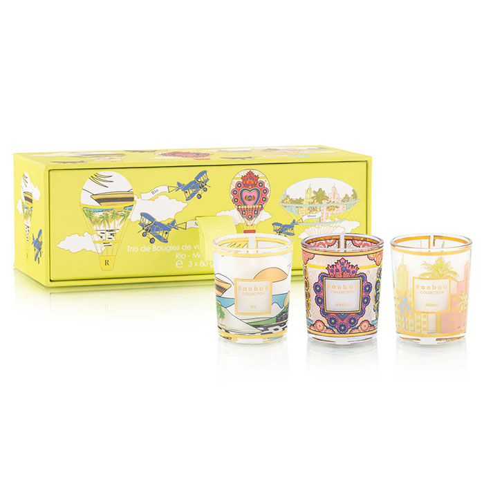 Подарочный набор - 3 свечи BAOBAB MY FIRST BAOBAB TRAVEL TRIO MAX 06 RIO-MEXICO-MIAMI по 80 г | interior market