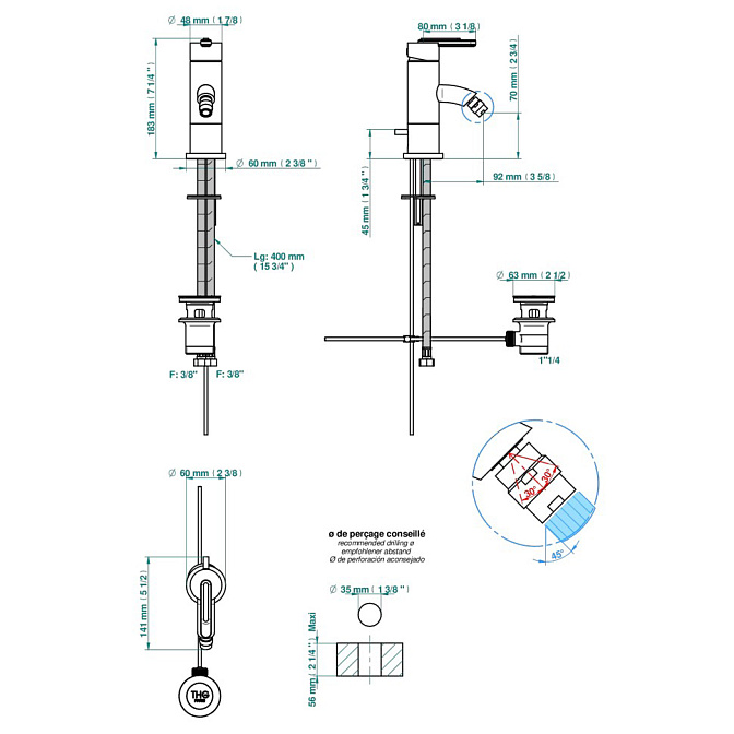 Смеситель для биде THG Corvair Portoro - фото-2 | interior market
