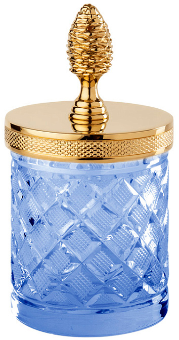 Баночка маленькая с крышкой d.8*15h blue crystal/Matt Soft Gold - фото-1 | interior market