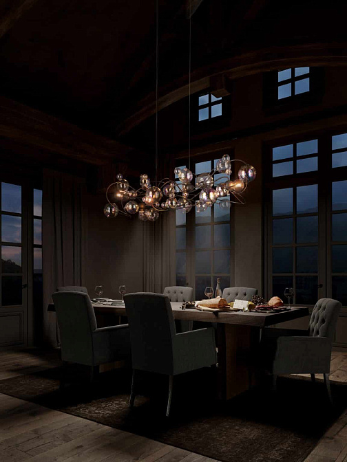 Потолочный светильник  Brand Van Egmond Bubbles Flow Hanging Lamp Long with Downlights - фото-3 | interior market