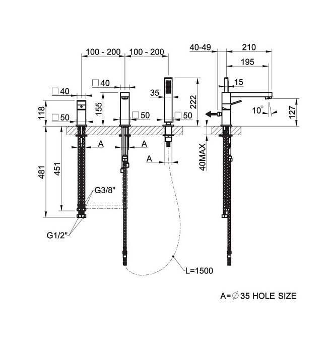 Смеситель для ванны Gessi RETTANGOLO K - фото-4 | interior market