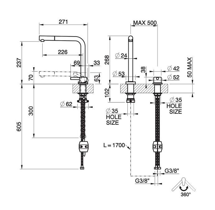 Смеситель для кухни Gessi SU&GIU’ - фото-2 | interior market