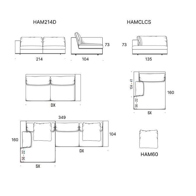 Диван с шезлонгом и 2 подушки Minotti Hamilton - фото-3 | interior market