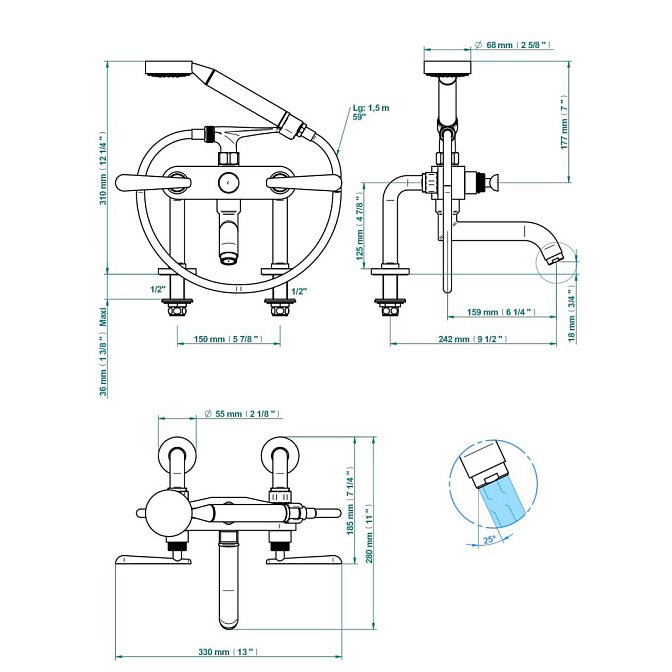 Смеситель для ванны THG Dean - фото-2 | interior market