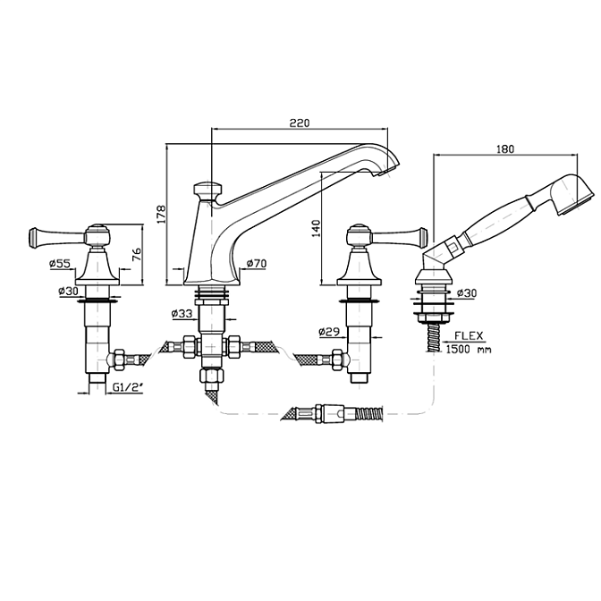 Смеситель для ванны Zucchetti AGORA - фото-2 | interior market
