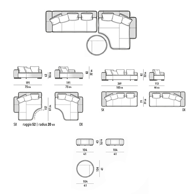 Модульный диван с пуфом Minotti Yves - фото-8 | interior market
