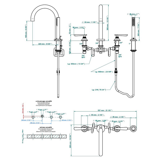 Смеситель для ванны THG Dean - фото-4 | interior market