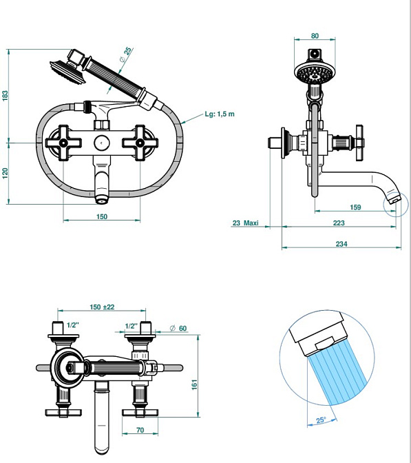 Встраиваемый смеситель THG  - фото-2 | interior market