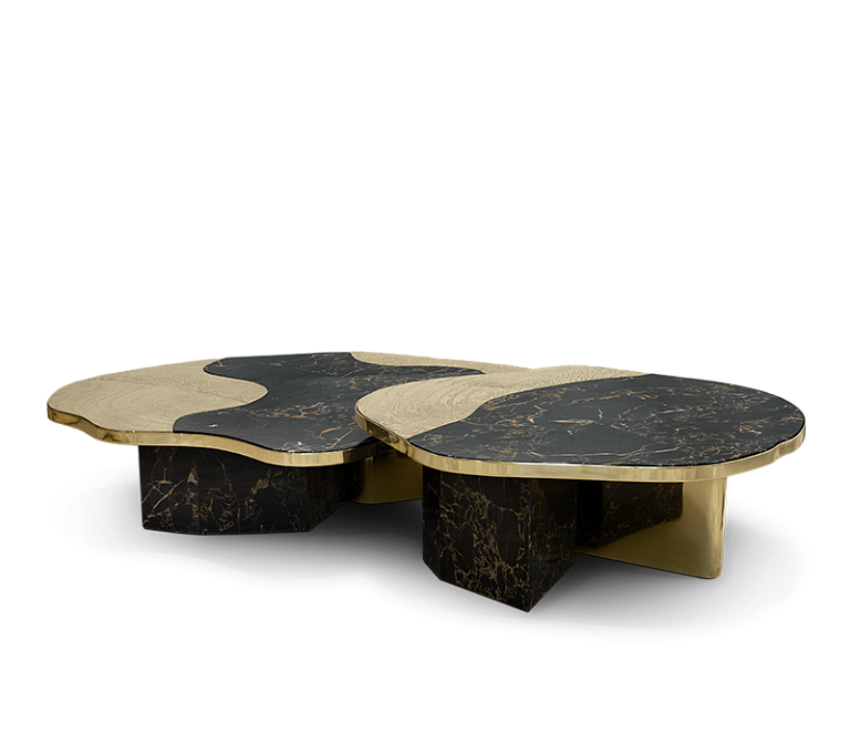 Журнальный столик Boca do Lobo Ophelia Portoro Marble And Gold Center Table - фото-2 | interior market