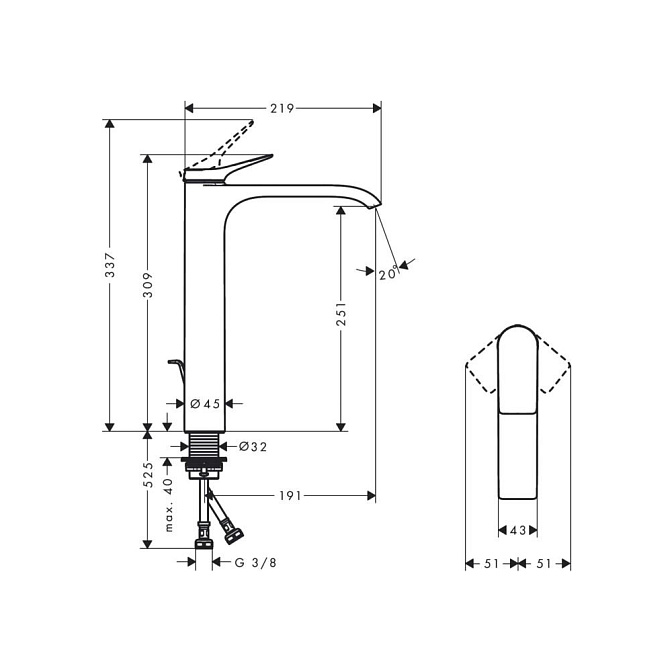 Смеситель для раковины, Hansgrohe, Vivenis, цвет-хром - фото-2 | interior market