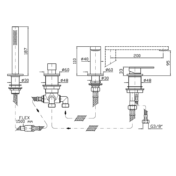 Смеситель для ванны Zucchetti  - фото-2 | interior market