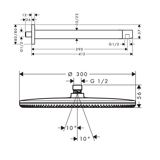 Верхний душ с настенным держателем HANSGROHE ALIVE S+PULSIFY - фото-6 | interior market