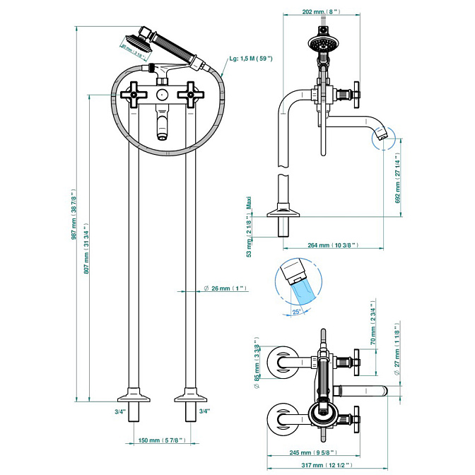 Напольный смеситель THG  - фото-2 | interior market