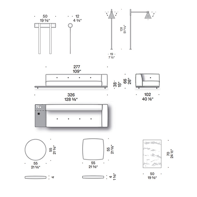 Диван с подушками, подголовником, столиком и лампой De Padova EREI - фото-4 | interior market