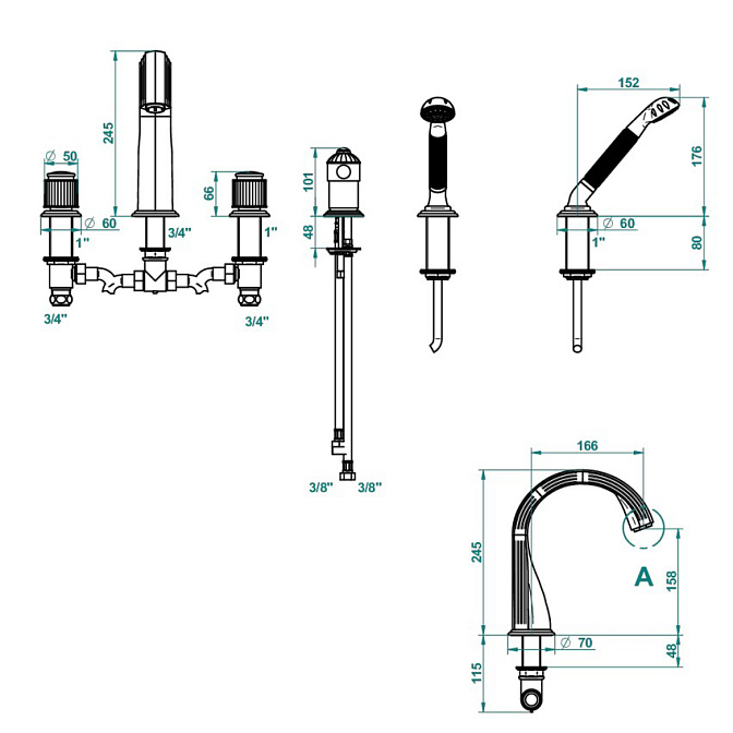 Смеситель для ваной THG Jaipur - фото-2 | interior market