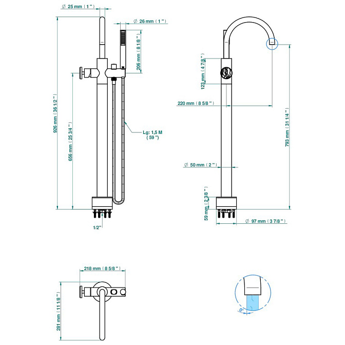 Смеситель напольный THG Yoko Ice - фото-2 | interior market