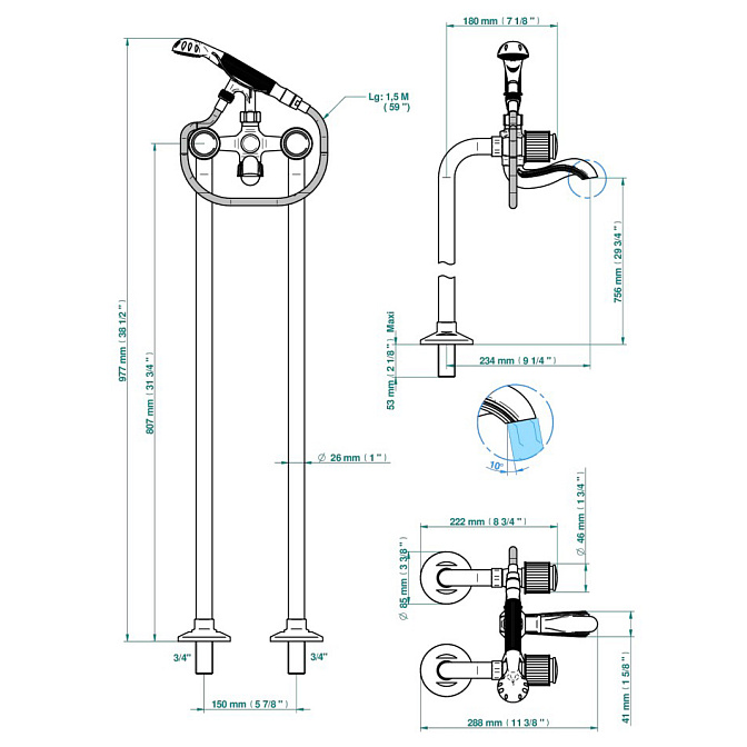 Смеситель напольный THG Jaipur - фото-2 | interior market