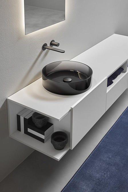 Комплект: база под раковину подвесная с внутренней LED подсветкой 3000K ANTONIO LUPI PANTAREI_STONE с раковиной BREEZE   - фото-5 | interior market