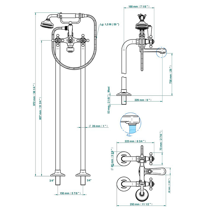 Смеситель напольный THG Charleston - фото-2 | interior market