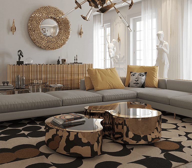 Журнальный столик Boca do Lobo Wave Small Polished Brass Center Table - фото-7 | interior market