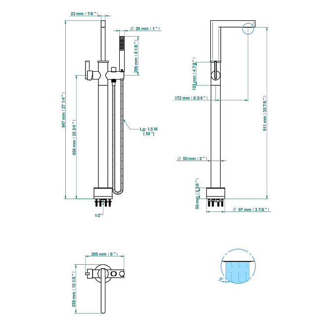 Напольный смеситель THG Icon-x-titanium - фото-2 | interior market