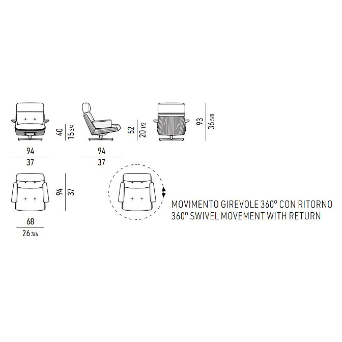 Кресло Minotti DAIKI BERGERE WIH SWIVEL BASE - фото-3 | interior market