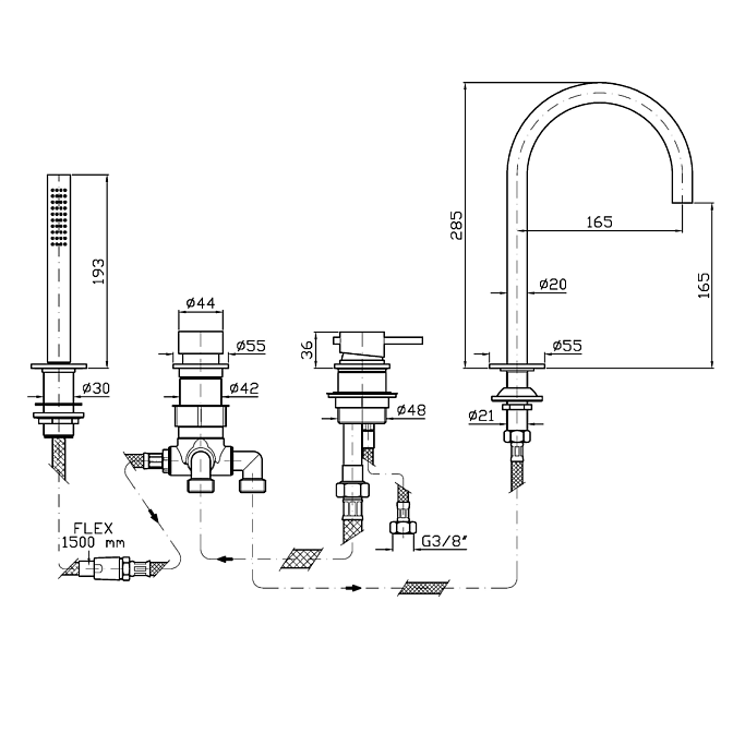 Смеситель для ванны Zucchetti  - фото-2 | interior market