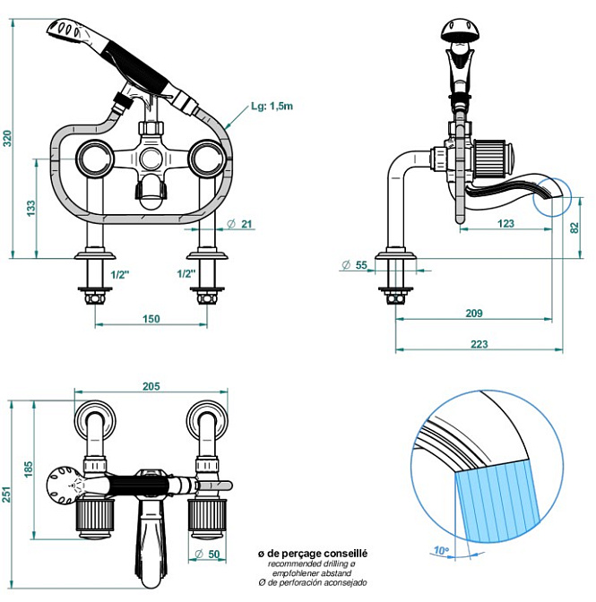 Смеситель на ванну THG Jaipur - фото-2 | interior market