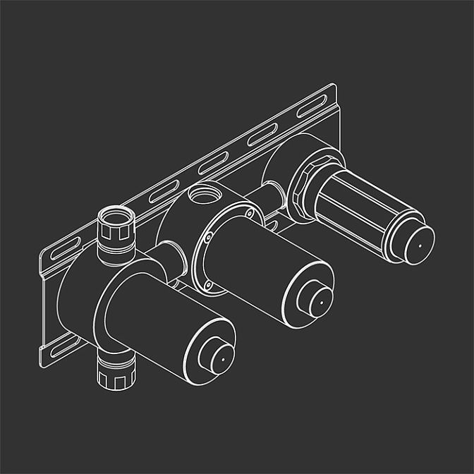 Внутренняя часть встраиваемого термостата, с переключателем на 2/3 выхода и ручным душем CEA - фото-1 | interior market