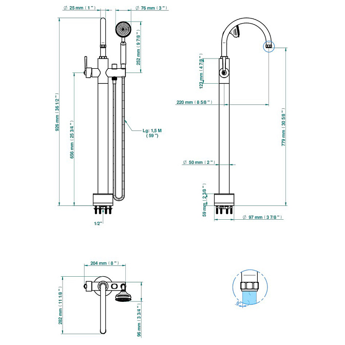 Напольный смеситель THG  - фото-2 | interior market
