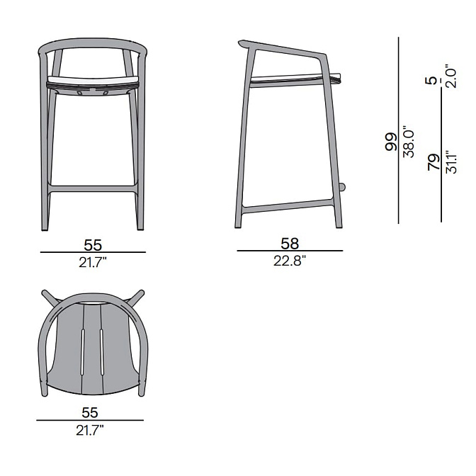 Барный стул для улицы Manutti Solid - фото-2 | interior market
