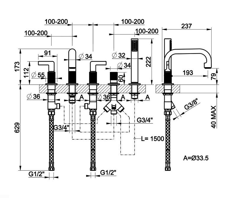 Смеситель для ванны Gessi INCISO - фото-4 | interior market