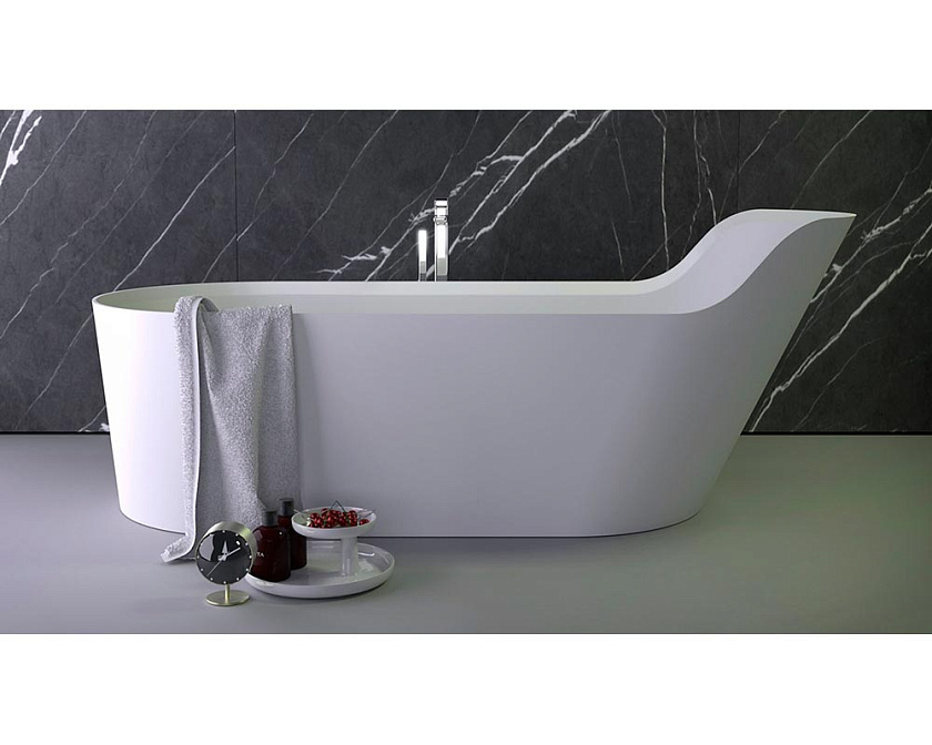 Knief K.Stone 0600-050-01 ванна PEARL отдельностоящая, 182x80x70/50Hсм, с щелевым с/п, бел/мат. - фото-1 | interior market