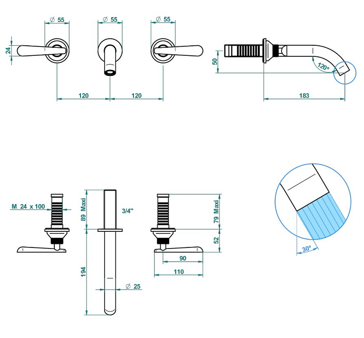 Смеситель встраиваемый THG Dean - фото-3 | interior market