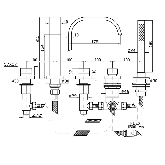 Смеситель для ванны Zucchetti Aguablu - фото-2 | interior market