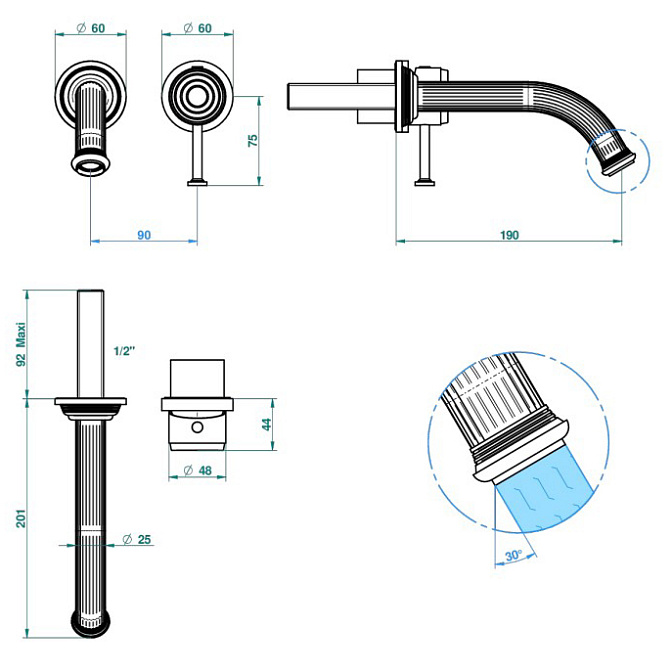 Встраиваемый смеситель THG  - фото-2 | interior market