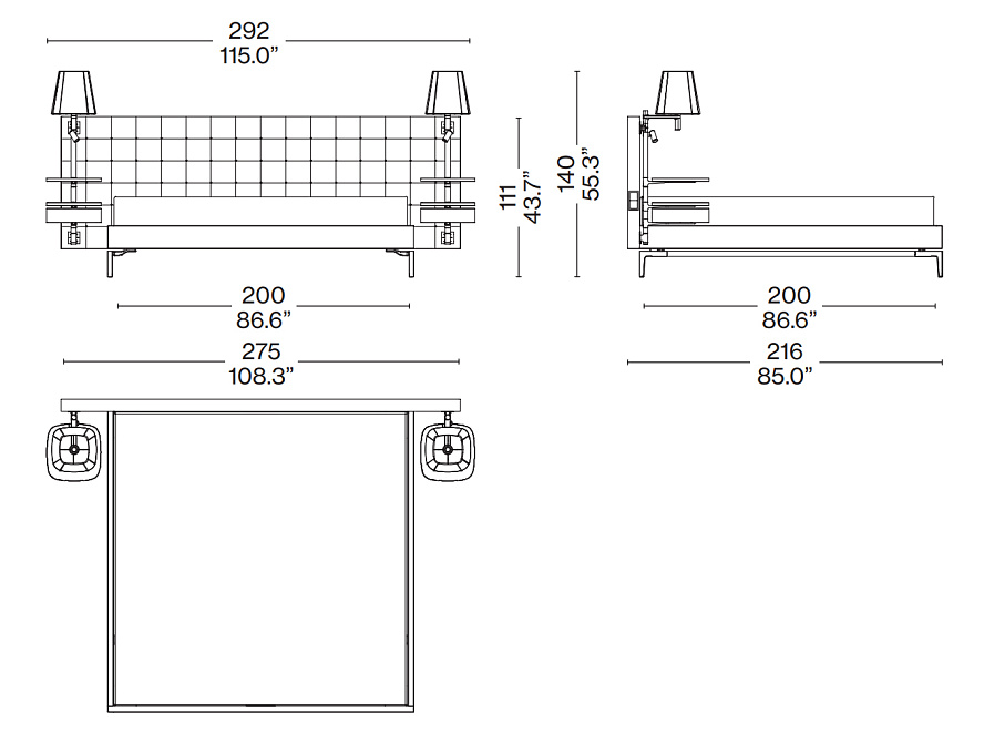 Кровать со столиками и лампами Cassina Volage EX-S Night - фото-5 | interior market