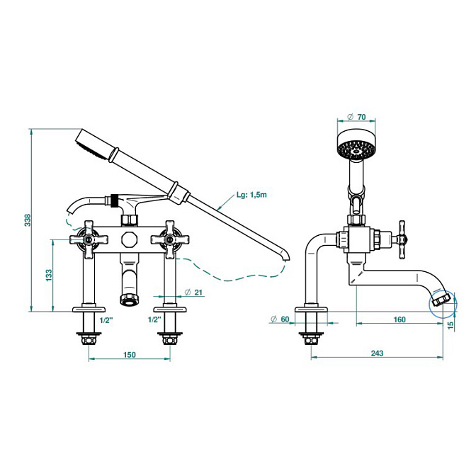 Смеситель для ванны THG  - фото-2 | interior market