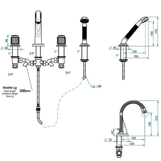 Смеситель для ваной THG Jaipur - фото-2 | interior market