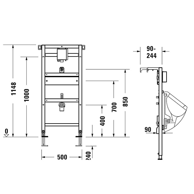 Инсталляция, Duravit, DuraSystem, 500*90-244*1148 мм - фото-2 | interior market