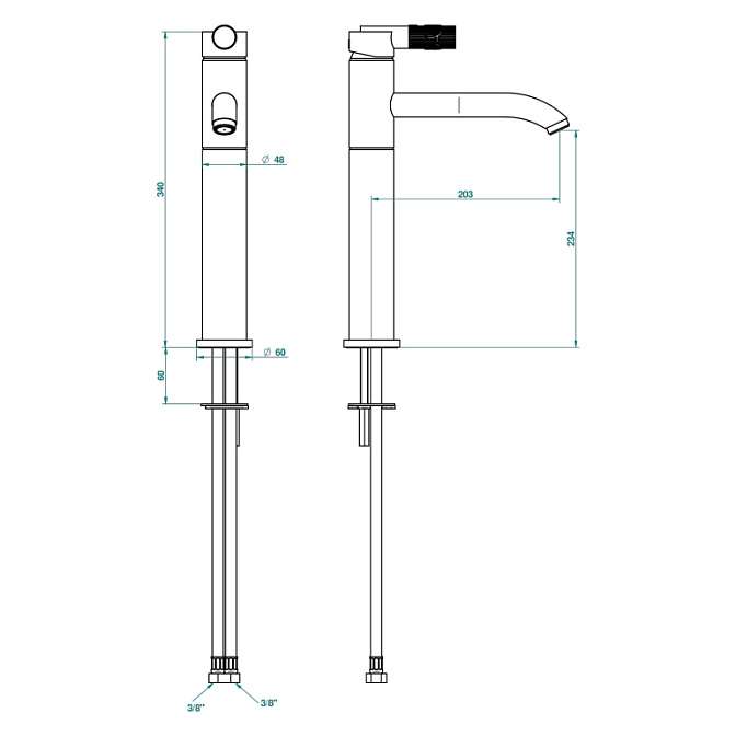 Смеситель для раковины THG Bambou Black Crystal - фото-3 | interior market