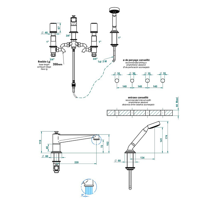 Смеситель для ванны THG Le 9 Howlite - фото-2 | interior market