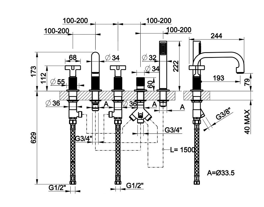 Смеситель для ванны Gessi INCISO - фото-4 | interior market