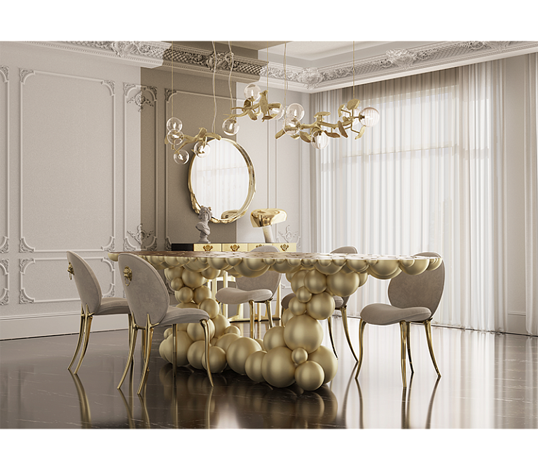 Обеденный стол Boca do Lobo Newton Gold Walnut Dining Table - фото-7 | interior market