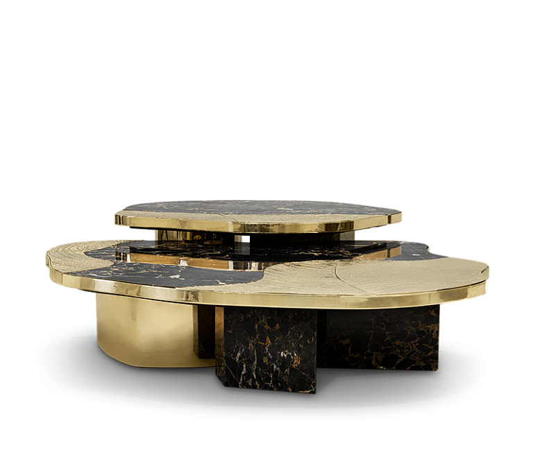 Журнальный столик Boca do Lobo Ophelia Portoro Marble And Gold Center Table - фото-5 | interior market