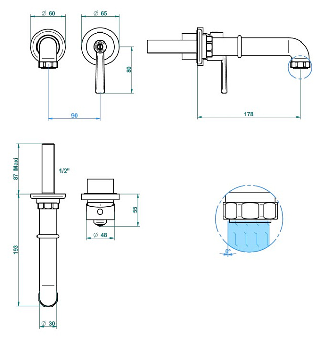 Встраиваемый смеситель THG  - фото-2 | interior market